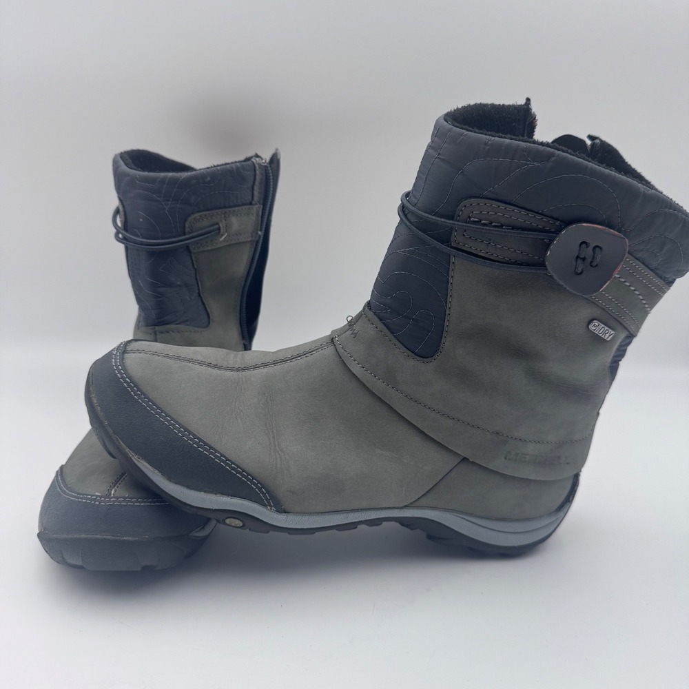 Merrell Decora Prelude Waterproof Winter Boots Gray Leather M-Select DRY